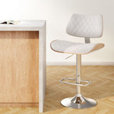 Artiss Bar Stools Kitchen Dining Chairs Gas Lift Stool Wooden Leather White BA-TW-8095-WH