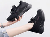 Women's Black Mesh Sneakers, Breathable Anti- Athletic Shoes for Running, Sports, and Casual Wear, 1 V1192-AZ-W-27289