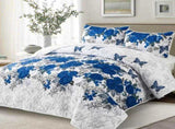 Blue Floral Rose Meadow Bedspread Coverlet 3 Piece Set V745-AC080893Q13U