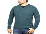 100% Shetland Ragg Wool V Neck Knit Jumper Pullover Mens Sweater Knitted - Sherwood - L V563-SW-VN-SHWD-L