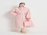 Size L Pink Women's Chic Lightweight Waterproof Raincoat - Long Hooded Packable Rain Jacket with V888-ELOSUNG32625