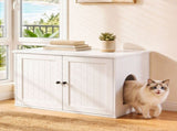 i.Pet 80x53cm Cat Litter Box Enclosure Hidden Litter Tray Cabinet Furniture White PET-CLBC-80X53-WH