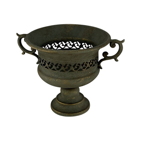 Aged French-Style Urn w/ Handles 32x24cm V637-37056URN