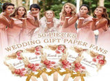 50 Sets Wedding Fans for Guests Bulk Thank You for Celebrating with Us Fans Hand Fans Handheld V1192-AZ-W-12094