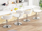 SERENIT Modern Silver Swivel Upholstered Velvet Adjustable Height Counter Stool with Metal Frame V255-GP2217R-WHITE