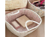Boho-Chic Quilted Floral Storage Basket, 13"x11"x10 Quilted Fabric Storage Basket with Handles & V1366-AZ2-W-11590