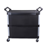 SOGA 3 Tier Covered Food Trolley Food Waste Cart Storage Mechanic Kitchen with Bins FOODCART1515WITHBINS