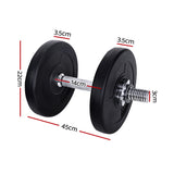 Everfit 15kg Dumbbell Set Weight Plates Dumbbells Lifting Bench FIT-K-DB-SET-35-A