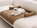 90*90CM Brown Waterproof & Scratch-Resistant Pet Sofa Protector Mat with Pillow Cat & Dog Bed, V888-ELOSUNG17396