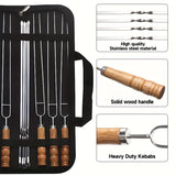 Upgraded Stainless Steel BBQ Skewers Set with Thickened Heat-Resistant Beech Wood Handles, U-Shaped V1232-SKKQ-001