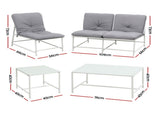 Gardeon 5-Piece Outdoor Sofa Set with Cushions table and Chairs White ODF-5PC-SOFA-TXL-WH-AB