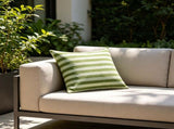 18" x 18" Square Woven Green Stripe Decorative Outdoor Pillow, Spot Clean with Water and Mild V1366-AZ2-W-14221