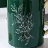 2X High-Fired Ceramic Porcelain Mug Set with Lid 400ml Vintage Floral Tea Spoon GREEN V274-HA-LA-P0024824-MUT