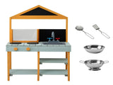 Keezi Kids Mud Kitchen Play Kitchen Toy Kitchen Set with Blackboard 110cm PLAY-WOOD-TRG-BOARD