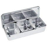 Household 3Grid Stainless Steel Seasoning Box Jar Spice Container Set with Spoons Cover V1294-YM0901-3118200093411