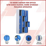 12-Door Locker for Office Gym Shed School Home Storage - Padlock-operated V63-838981