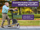 EQUIPMED Upright Rollator Walker with Forearm Rest Supports, Mobilty Aid with Seat, Grey V219-HELRLTEQU5GA