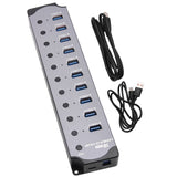 Aluminum Alloy 10-Port Powered USB Hub for Desktop Setup, 10 USB 3.0 Ports, RGB E-Marker, Individual V1192-AZ-W-22384