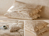 Linen Cotton Pillowcase Pair with Tie Closure Floral Pillow Covers 48x74cm V888-ELOSUNG54962-1