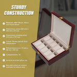 10 Grids Wooden Watch Case Glass Jewellery Storage Holder Box Wood Display V63-824611