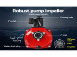 Giantz Petrol Water Pump 7HP Max, 2" High Flow 4-Stroke Engine Transfer Fire Fighting Pumps Rain PUMP-2INCH-210-RDBK