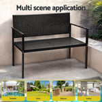 Gardeon Outdoor Garden Bench Seat Rattan Chair Steel Patio Furniture Park Black GB-RATTAN-BK