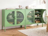 Artiss 2x Buffet Sideboard Cabinet ELSA Cupboard Storage Mesh Doors Metal Green AI-SIDE-M-01-GNX2
