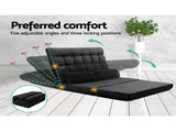 Artiss Floor Lounge Sofa Bed 2-seater Charcoal Suede FLOOR-SBL-170SUE-CHA
