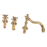 Double Handle Faucet Copper Leakproof Corrosion Resistant Beautiful G1/2 Thread Three Hole Bathroom V1294-YM0715-3112220048611