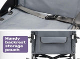 Equipmed Folding Transit Wheelchair, Lightweight Aluminium for Easy Transport, Grey V219-HELWLCEQG41A