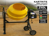 Kartrite Portable 200L Concrete Cement Mixer Sand Gravel Dual Mix Blades & Tipper Lock 850W Hea PCM-700-200