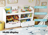 Keezi 3 Tiers Kids Bookshelf Storage Children Bookcase Toy Box Organiser Display White FUNKI-K-TO-3058-B-WH