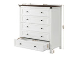 Artiss 5 Chest of Drawers Storage Tallboy White & Walnut FUR-S-CDR-5D-WH-AB