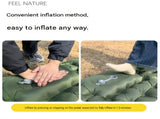 Khaki Single Outdoor Foot Pump Inflatable Sleeping Pad - 40D Nylon Camping Air V888-ELOSUNG56187-4