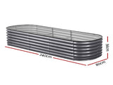 Green Fingers 4 Pcs Raised Garden Bed Kit Oval Galvanized Steel Planter Boxes 240x80x56cm, Heavy GARDEN-OVAL-AG-2408056X4
