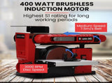BAUMR-AG Bench Belt and Disc Sander Combo, 100mm Linisher 150mm Disc, S1 Rated 400W Brushless V219-SNDBELBMS55A
