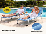 Gardeon Sun Lounger 5 Position Folding Tanning Chair with Face Hole Blue FF-LOUNGE-HOLE-BU