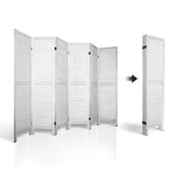 Artiss 6 Panel Room Divider Screen 245x170cm Louver White RD-B-0539-6P-WH-AB