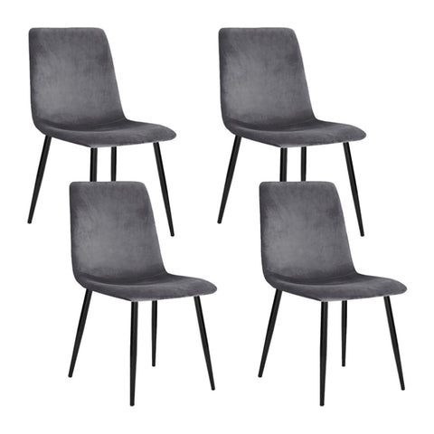 Artiss Dining Chairs Set of 4 Velvet Horizontal Slope Grey MO-DIN-03-VEL-GYX4