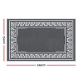 Gardeon Outdoor Rugs 152x244cm Large Carpet Reversible Area Mat PP Dual-Sided Patio Rug Greek Key OR-5X8FT-FRAME-GY