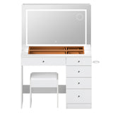 Levede Dressing Table LED Makeup Mirror Stool Set Vanity Desk 5 Storage Drawer VM1034-WH-AU
