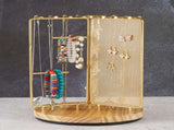 3 in 1 Jewelry Stand Display Multi Tiers Wooden Swivel Base Jewelry Display Holder for Necklace Gold V1294-YM0715-220531XY01