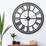 Artiss 80cm Wall Clock Large Roman Numerals Metal Black WC-IRON-191080-BK