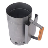 Grill Chimney Starter Wood Handle Compact Barbecue Chimney Starter for Outdoor Cooking Camping V1294-YM0706-3111230161911