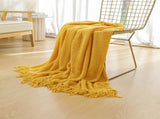 Orange Premium Woven Knitted Throw Blanket with Tassels Soft, Cozy Sofa & Bed Blanket, Perfect for V888-ELOSUNG20354