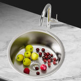 Cefito Kitchen Sink 43cm Round Stainless Steel Basin Single Bowl Silver SINK-RO-43-SI