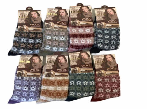 12 Pairs Womens Angora Wool Socks Extra Warm Winter Thermal Soft Ski V563-HC28-37_41-12PAIRS