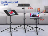 Adjustable Projector Stand with 360&deg Phone Holder, 57125cm Folding Tripod Floor Stand for Laptop, V1181-HI009