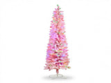 Christabelle 1.8m 6ft Pink Fairy Floss Christmas Tree Pre Lit RGB LED Flocked Slim Artificial I 112_WFLPF6