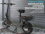 VALK Electric Scooter with Seat, Disc brakes, 12" Tyres, AU Compliant, for Adults, Teens, Commuter, V219-TRNESCVAM3KA